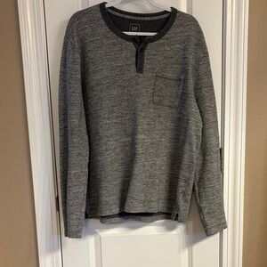 GAP Men’s Gray Long Sleeve Cotton Henley Size Large